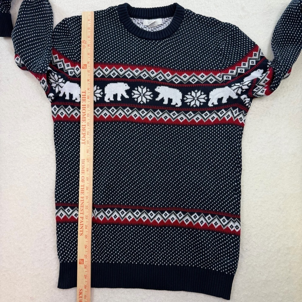 Aspen Men’s Blue Crewneck 100% Cotton Winter Sweater Polar Bears Size Large - Picture 6 of 8